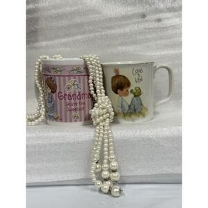 Precious Moments 1978 Mug With Modern Grandma‎ Mug And Vintage Pearl Set Gifts